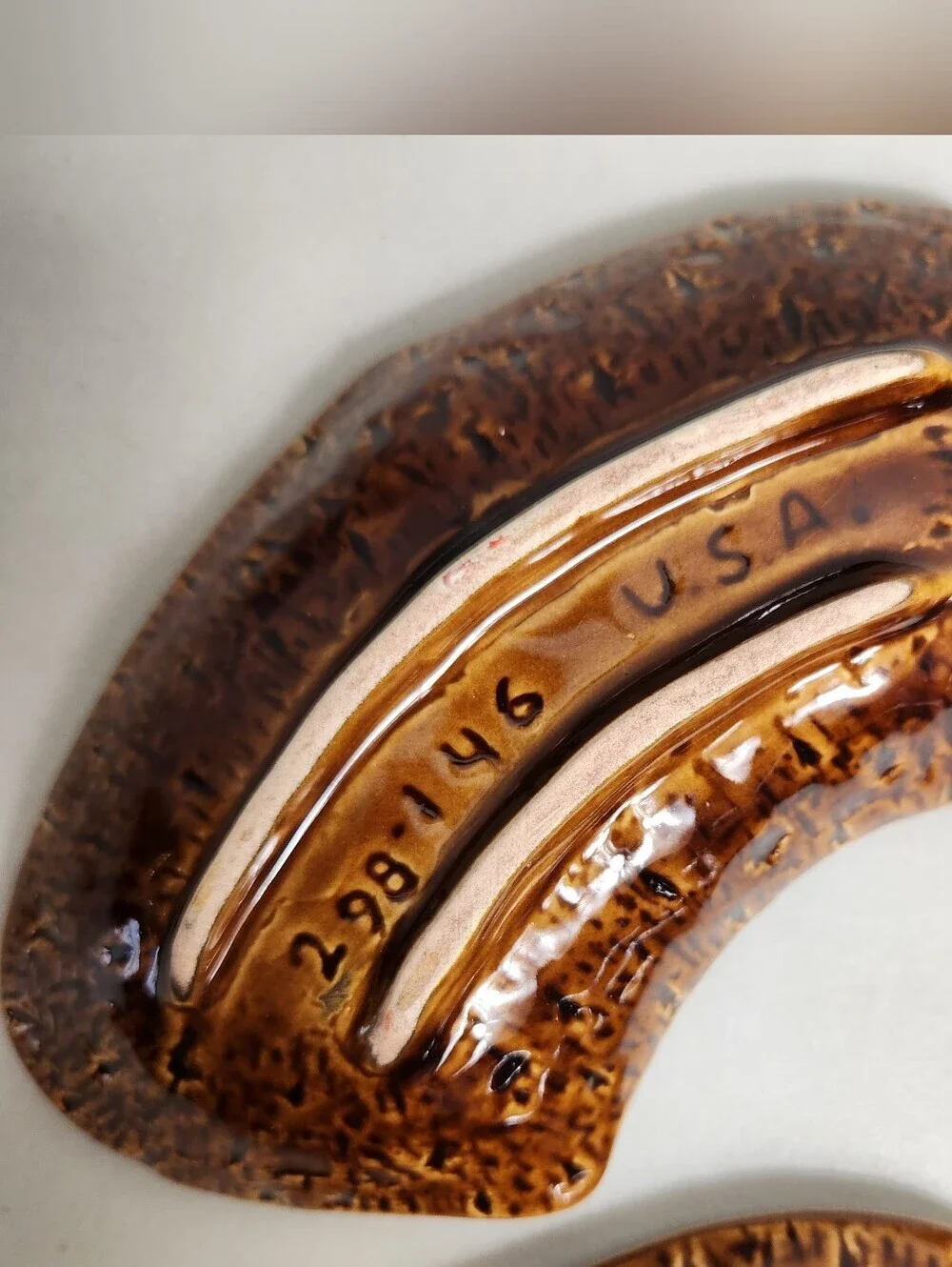 California Pottery VTG Brown/Orange Drip Glaze Deli/Relish Dishes Lazy Susan